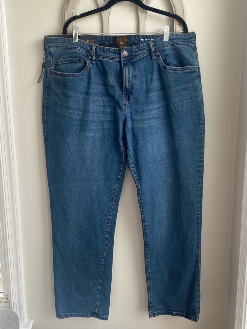 Copper & Oak Relaxed blue tinted rinse Straight Jeans 40 X 32 NEW WITH TAG